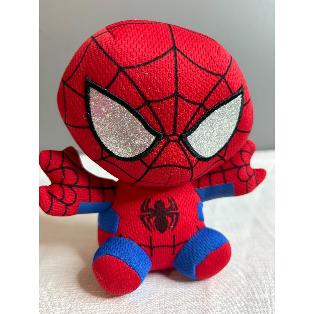 Ty Beanie Baby Marvel Spider-Man Plush Red Blue Glitter Eyes Collectible Toy